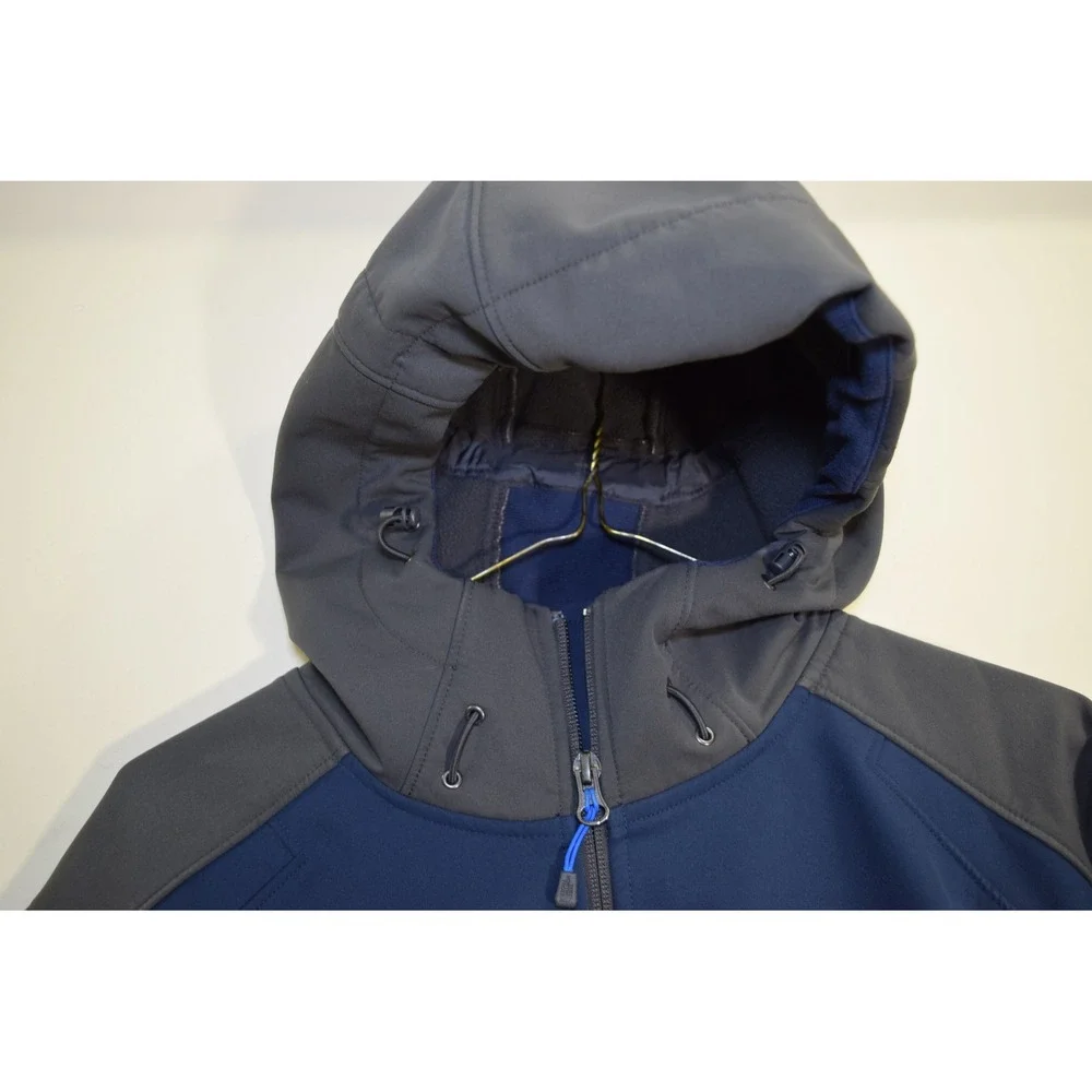 2010 North Face Apex Softshell Hooded Jacket Mens Blue Gray Full Zip Coat